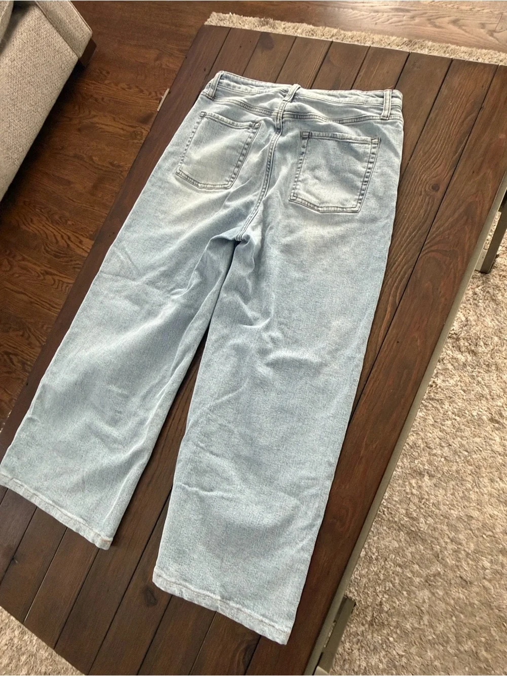Sanrio Light Blue Wide-Leg Jeans with Pink & Black Character Prints